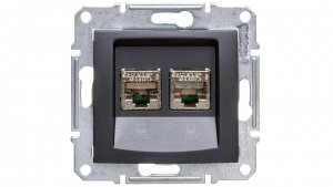 SEDNA Gniazdo komputerowe podwójne RJ45 kat.6 FTP grafitowe SDN5000170