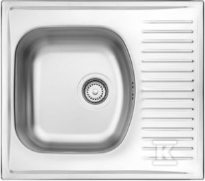 Zlewozmywak Techno satyna 1-komorowy z krótkim ociekaczem 580x510x150, 3,5 + osprzęt