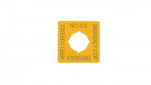 Tabliczka opisowa żółta kwadratowa 50x50mm EMERGENCY STOP M22-XYK1 216484