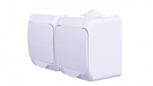 Cedar Plus Gniazdo hermetyczne podwójne z/u z klapką i przesłonami 16A IP44 białe WDE000522