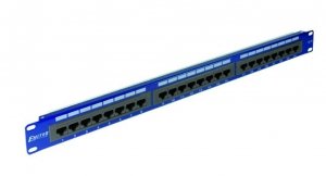 Panel 19 , 24xRJ45 UTP kat.6 (1U) z półką, niebieski