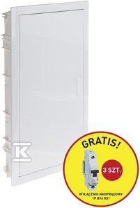 Rozdzielnica podtynkowa RWN z drzwiczkami metalowymi i listwą N+PE 3x12 modułowa (36 modułowa) - promocja B16 gratis