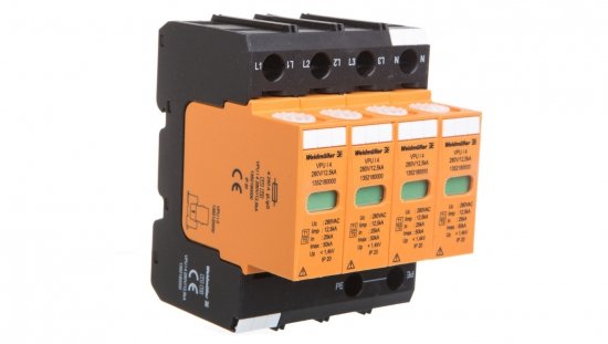 Ogranicznik przepięć B C Typ T1 T2 4P 12,5kA 1,4kV 280V VPU I 4 280V/12,5KA 1352180000