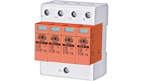 Ogranicznik przepięć typ 1+2 (B+C) 4P 30/60kA 5kA 275V / SPD30B+C 4P