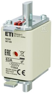 Wkładka topikowa przemysłowa szybka NH00/WT-00 gF 63A/500V 004114337
