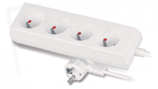 Przedłużacz 4-gniazda z/u 10A 3m /OMY 3x1/ biały PS-470
