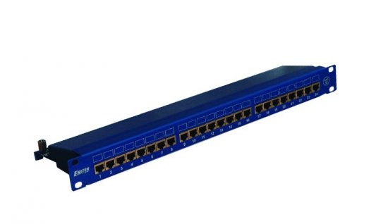 Panel 19 , 24xRJ45 STP kat.6 (1U) z półką, niebieski