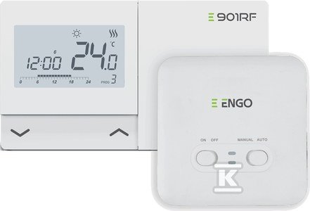 Regulator temperatury bezprzewodowy ENGO E901-RF programowalny tygodniowy natynkowy, biały, 2xAA