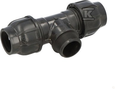 Trójnik zaciskowy PP 90st. 40x6/4 x40 GZ gwint zewnętrzny PN16, do rur PE, kolor czarny 13114005