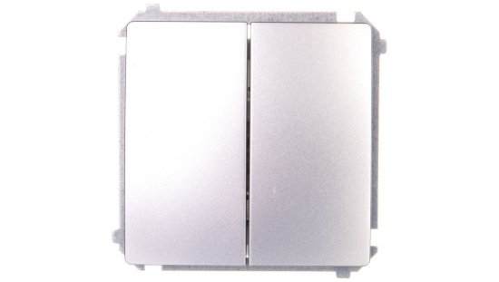 Simon Basic Przycisk podwójny zwierny, dwuobwodowy: 2 we 2wy 16AX 250V, szybkozłącza, srebrny mat BMP2.01/43