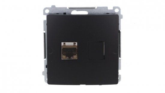 Simon Basic Gniazdo komputerowe RJ45, kat. 6, pojedyncze ekranowane z przesłoną przeciwkurzową (moduł). czarny BM61E.01/49
