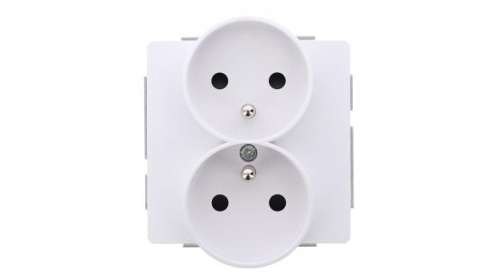 DECO Mechanizm gniazda podwójnego do ramki DECO Soft z uziemieniem 2x(2P+Z) (przesłony torów prądowych), biały mat 25DGPRSO-2zp