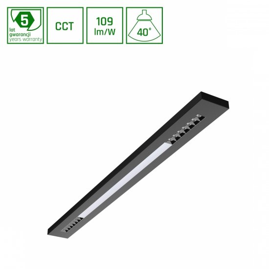 WLD PLANK  20W/30W/40W CCT 230V 40° IP20 1195X100X25 CZARNY OPAL