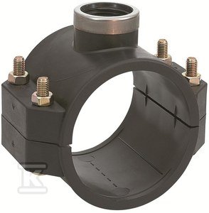 Siodło zaciskowe PP 90x1 GW gwint wewnętrzny, na 4 śruby PN10, do rur PE, kolor czarny 13239003