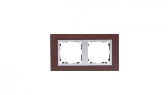 Simon 82 Ramka podwójna pozioma drewniana wenge/ ramka pośrednia aluminium mat 82927-65