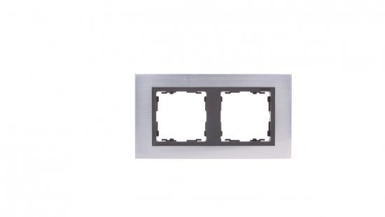 Simon 82 Ramka podwójna pozioma metalowa stal inox/ ramka pośrednia grafitowa 82827-37