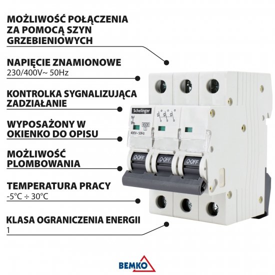 WYŁĄCZNIK NADPRĄDOWY 4,5KA 3P B 16A SCHELINGER
