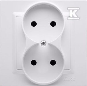 Gniazdo wtyczkowe bez uziemienia podwójne MONOBLOCK (moduł) 16A, 250V~, zaciski śrubowe, białe *Kompletne - nie do ramek biały Simon10 CG2/11