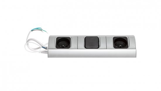 Gniazdo meblowe podwójne z/u 16A IP20 z wyłącznikiem aluminium/ tworzywo OR-AE-1304