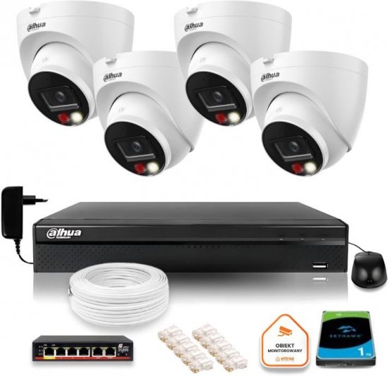 Zestaw monitoringu IP Dahua 4 Kamer IP 8mpx 4K dysk twardy