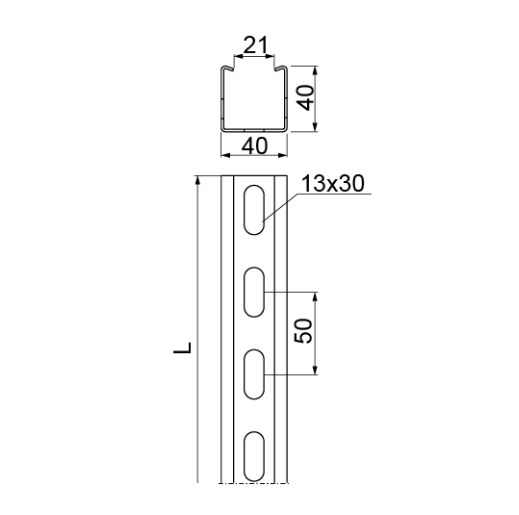 Ceownik wzmocniony CWD 40H40/3 1,2mm 611030