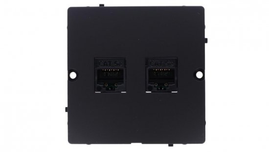 Simon Basic Gniazdo komputerowe RJ45 podwójne kategoria 5e (moduł). Montaż gniazda na wkręty do puszki czarny BMF52.02/49