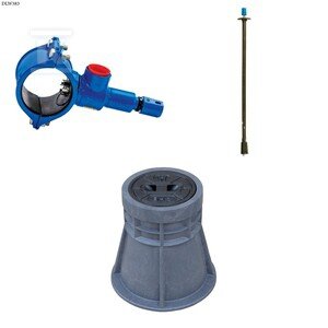 Nawiertka DN90x32 do rur PVC/PE, PN16, do wody, GJS + obudowa sztywna + skrzynka PEHD ZESTAW DLW383