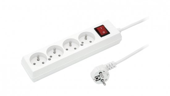 Przedłużacz z wyłącznikiem 4-gniazda z/u 10A 1,5m /OMY 3x1/ biały PS-470WS T-105940