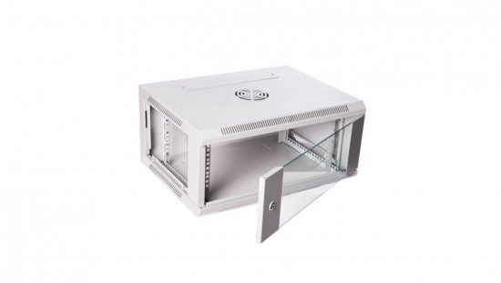 Szafa krosowa wisząca niedzielona 19 cali 6U 600x368x450 szara DN-W19 06U/450