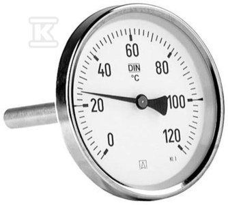 Termometr bimetaliczny BiTh 63, fi 63 mm, 0-120&deg;C, tuleja 45 mm, 1/2 ax, kl. 2,0 63801