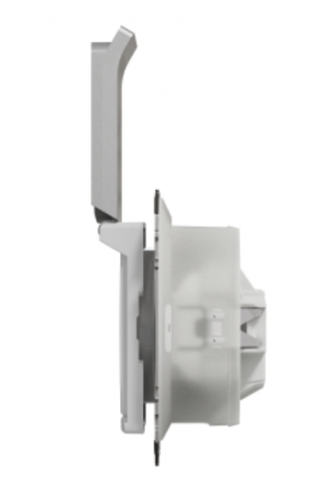 Schneider Electric, Sedna Design i Elements, Gniazdo zasilające 2P+PE z przesłonami torów pr. IP44, srebrne aluminium, SDD213013
