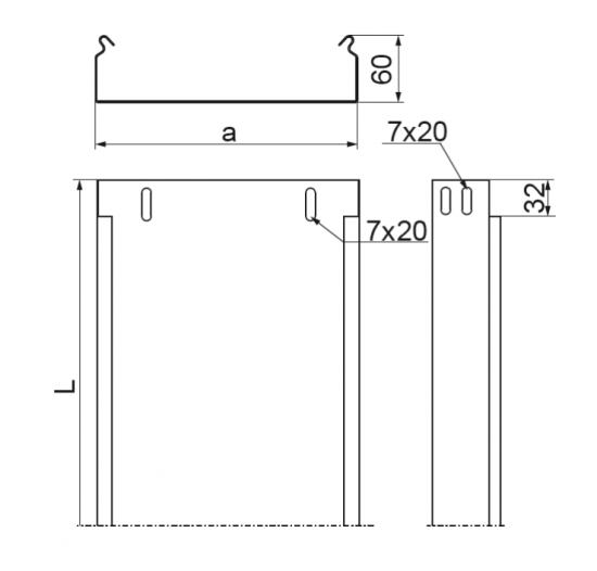Korytko kablowe cynkowane pełne 200x60mm 0,7mm KBL200H60/3 162020 /3m/