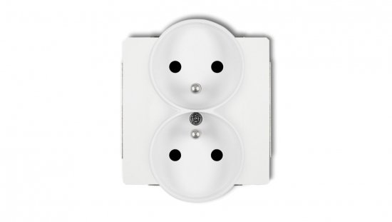 DECO Mechanizm gniazda podwójnego do ramki z uziemieniem 2x(2P Z) (przesłony torów prądowych), biały mat 25DGPR-2zp