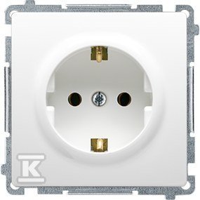 Gniazdo z uziemnieniem Schuko pojedyncze BMGSZ1.01/11 Basic moduł biały + Ramka pojedyncza BMR1/11 Basic moduł biały DMS097