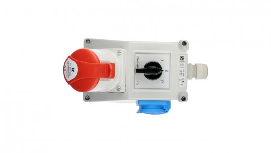 Zestaw instalacyjny z gniazdem 32A 5P 2P Z (L-0-P) czerwony ZI05R461