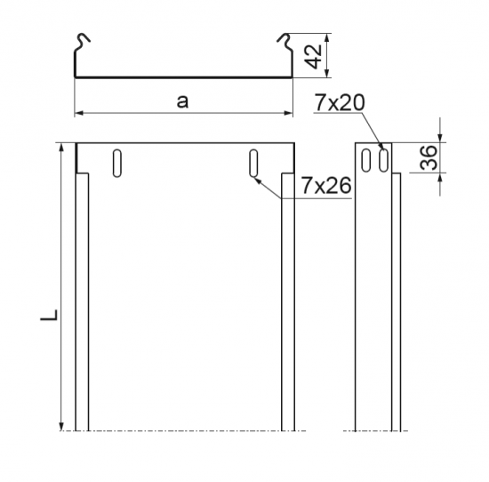 Korytko kablowe cynkowane pełne 100x42mm 2m 0,5mm KBR100H42/2 141510