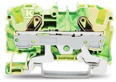 Złączka 2-przewodowa PE 6 mm do zastosowań Ex e II opis z boku i na środku na szynę TS 35 x 15 i 35 x 7,5 Push-in CAGE CLAMP 6,00 mm żółto-zielony 2006-1207