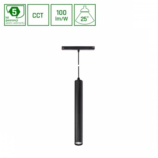 SYSTEM SHIFT CCT-  HANGIT OPRAWA ZWIS 40X297 (900MM KABEL) 12W 25ST CZARNY CCT SWITCH 5 LAT GW.