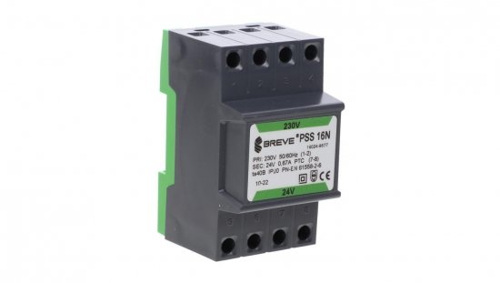 Transformator 1-fazowy modułowy bezpieczeństwa PSS 16N 230/ 24V 0,67A, na szynę DIN, IP20, Ta 40, 16024-9877