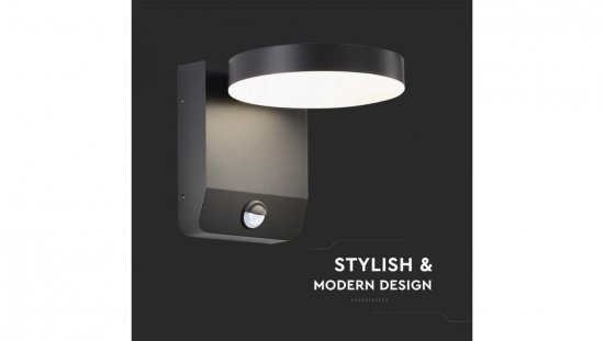 Oprawa elewacyjna LED 17W 2520lm 4000K czujnik regulowana Czarna okrągła 2957