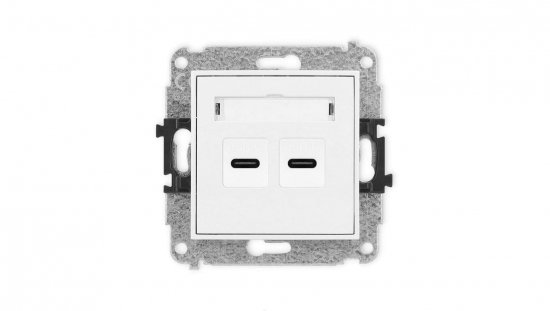 ICON Mechanizm ładowarki USB podwójnej 2xUSB C, 20W max. biały mat 25ICUSB-7