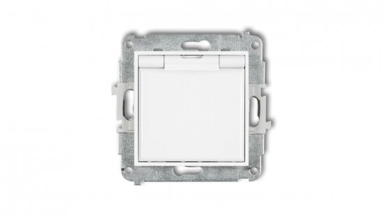 ICON Mechanizm gniazda bryzgoszczelnego z uziemieniem 2P Z (klapka biała, przesłony torów prądowych) biały IGPB-1zp