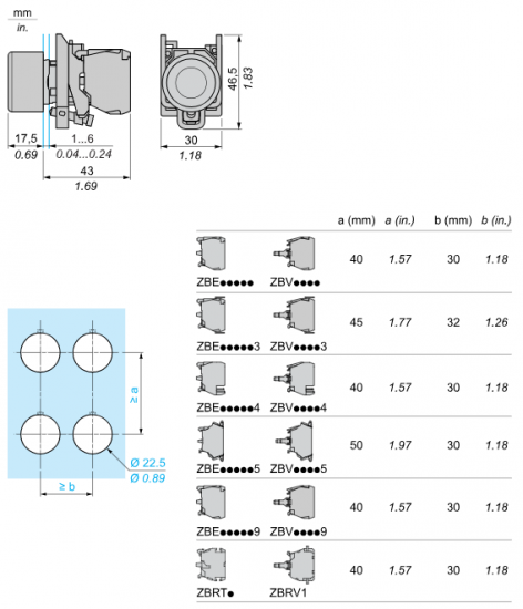 Przycisk sterowniczy 22mm żółty z samopowrotem 1Z XB4BP51
