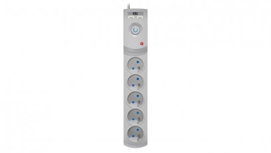 Przedłużacz przeciwprzepięciowy professional 5 gniazd 2xUSB 3m 10A 230V 2300W szary W-100041