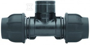 Trójnik zaciskowy PP 90st. 32x1&quot;x32 GW gwint wewnętrzny PN16, do rur PE, kolor czarny