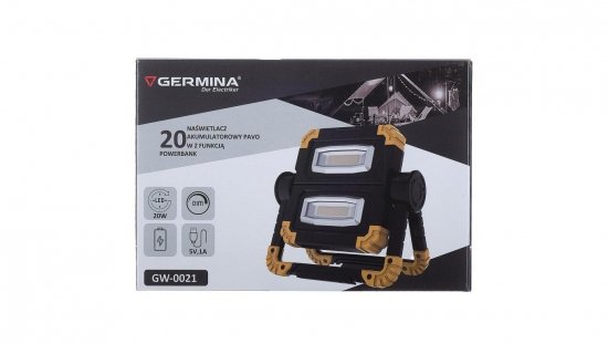 Projektor LED przenośny akumulatorowy PAVO 20W 1200lm 6000K IP44 GW-0021