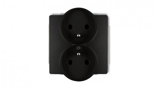 DECO Gniazdo podwójne z/u czarny mat 12DGPR-2zp