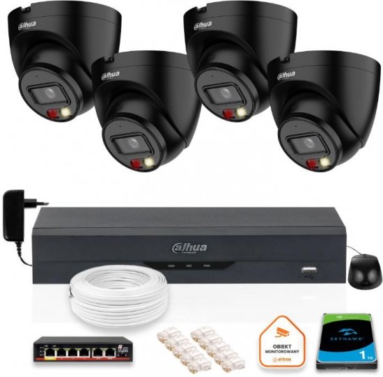 Zestaw monitoringu IP Dahua 4 Kamery IP 4mpx dysk twardy