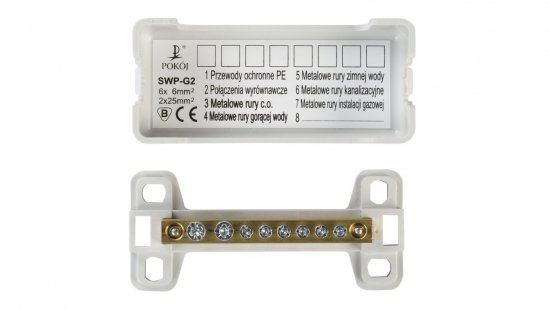 Szyna wyrównawcza do wyrównania potencjału 6x1,5-6mm2, 2x6-25mm2 SWP-G2 SWP-G2 A14-6208