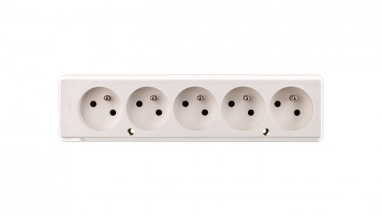 Gniazdo przenośne pięciokrotne 16A 2P+Z 250V białe GN-570